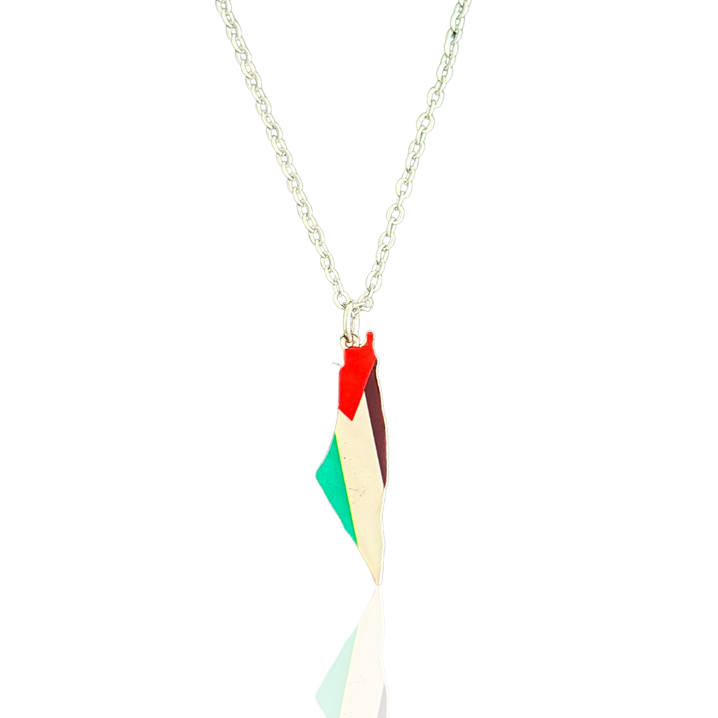 Silver Palestine Flag Necklace Small