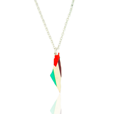 Silver Palestine Flag Necklace Small
