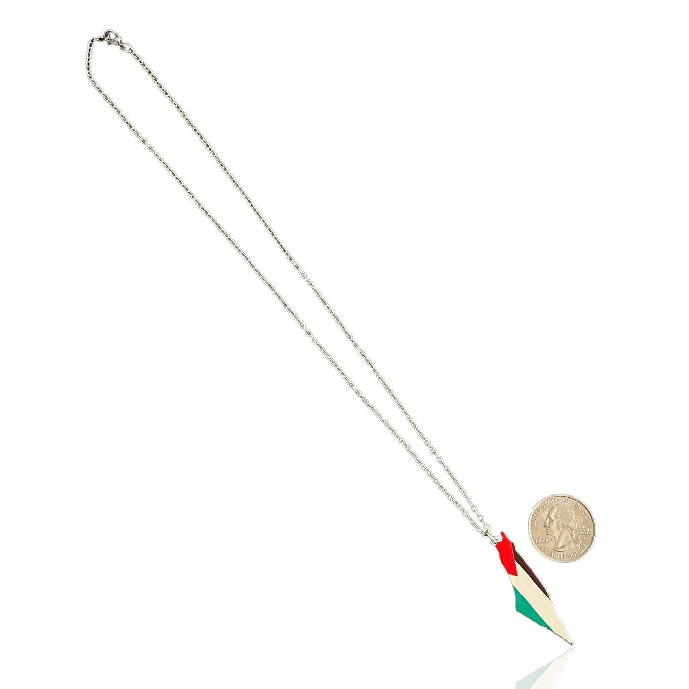 Silver Palestine Flag Necklace Large