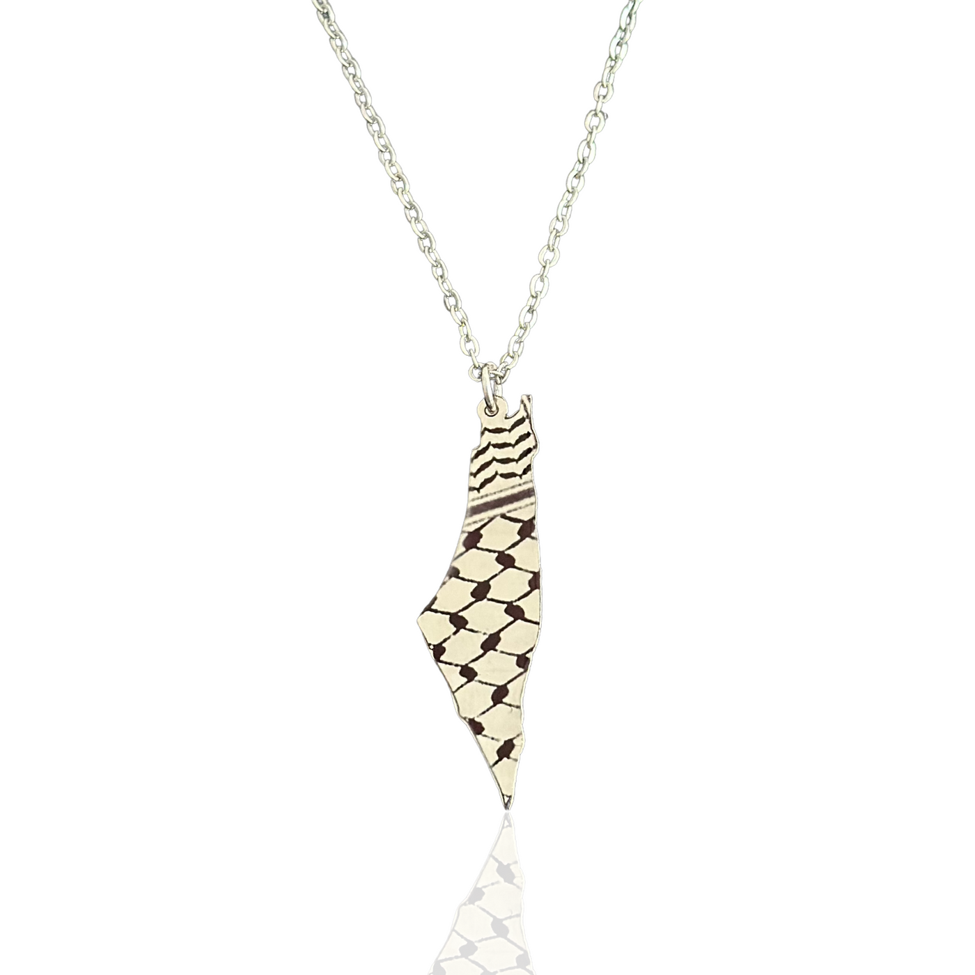 Silver Palestine Kufiya Necklace Large
