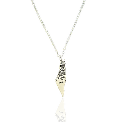 Silver Map Of Palestine Necklace Small