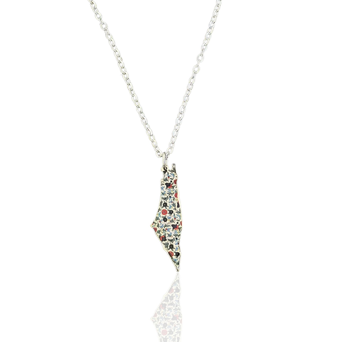 Silver Palestine Tatreez Design Necklace Small