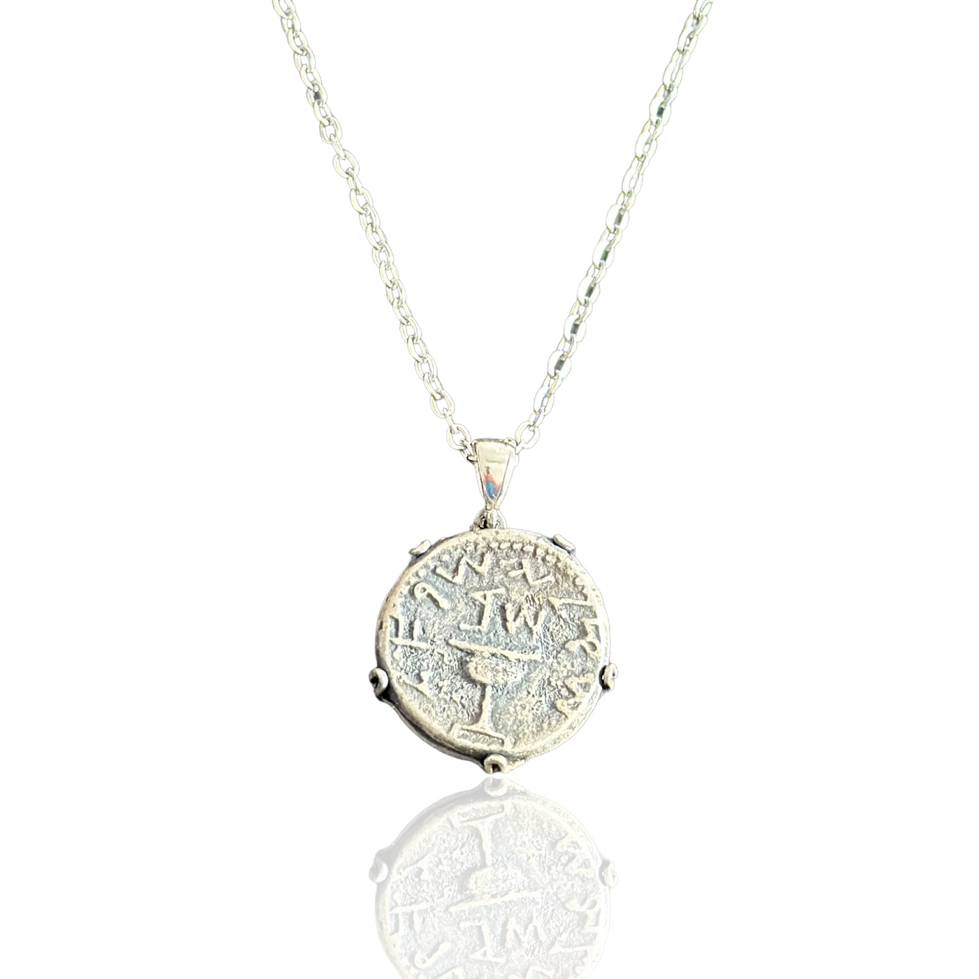 Silver Ancient Palestine Coin Replica Necklace
