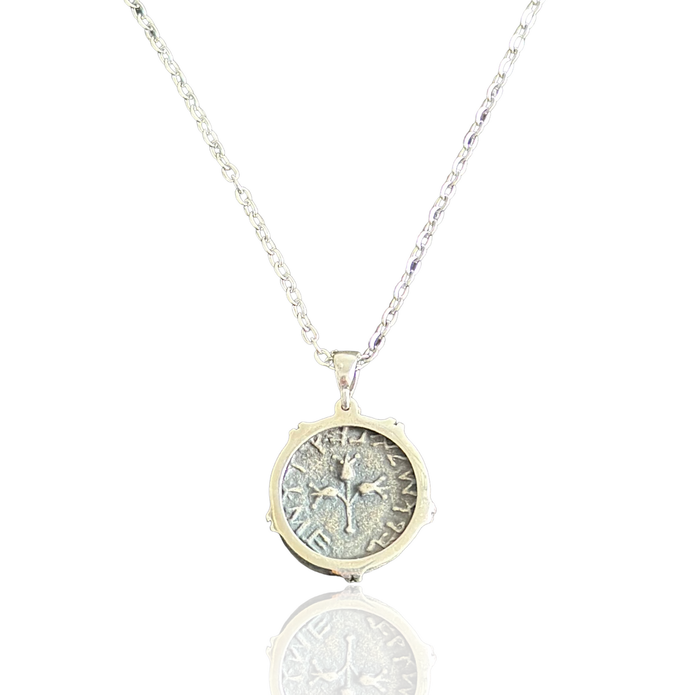 Silver Ancient Palestine Coin Replica Necklace