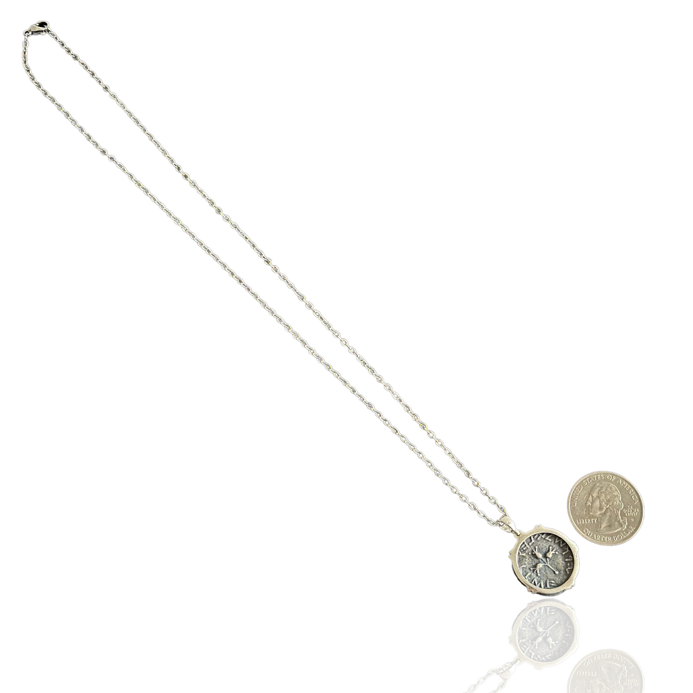Silver Ancient Palestine Coin Replica Necklace