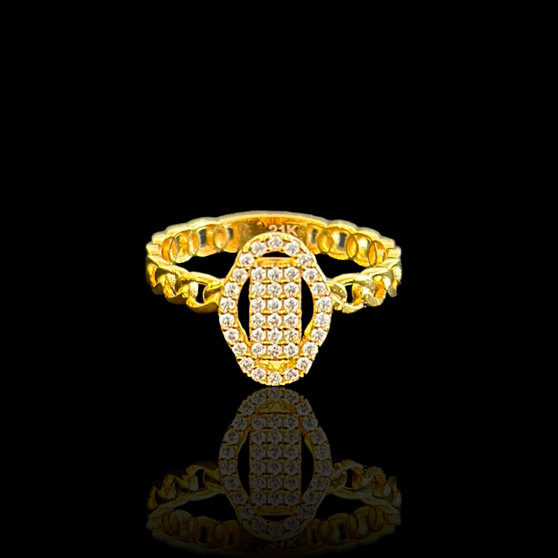 21K Solid Gold CZ Ring