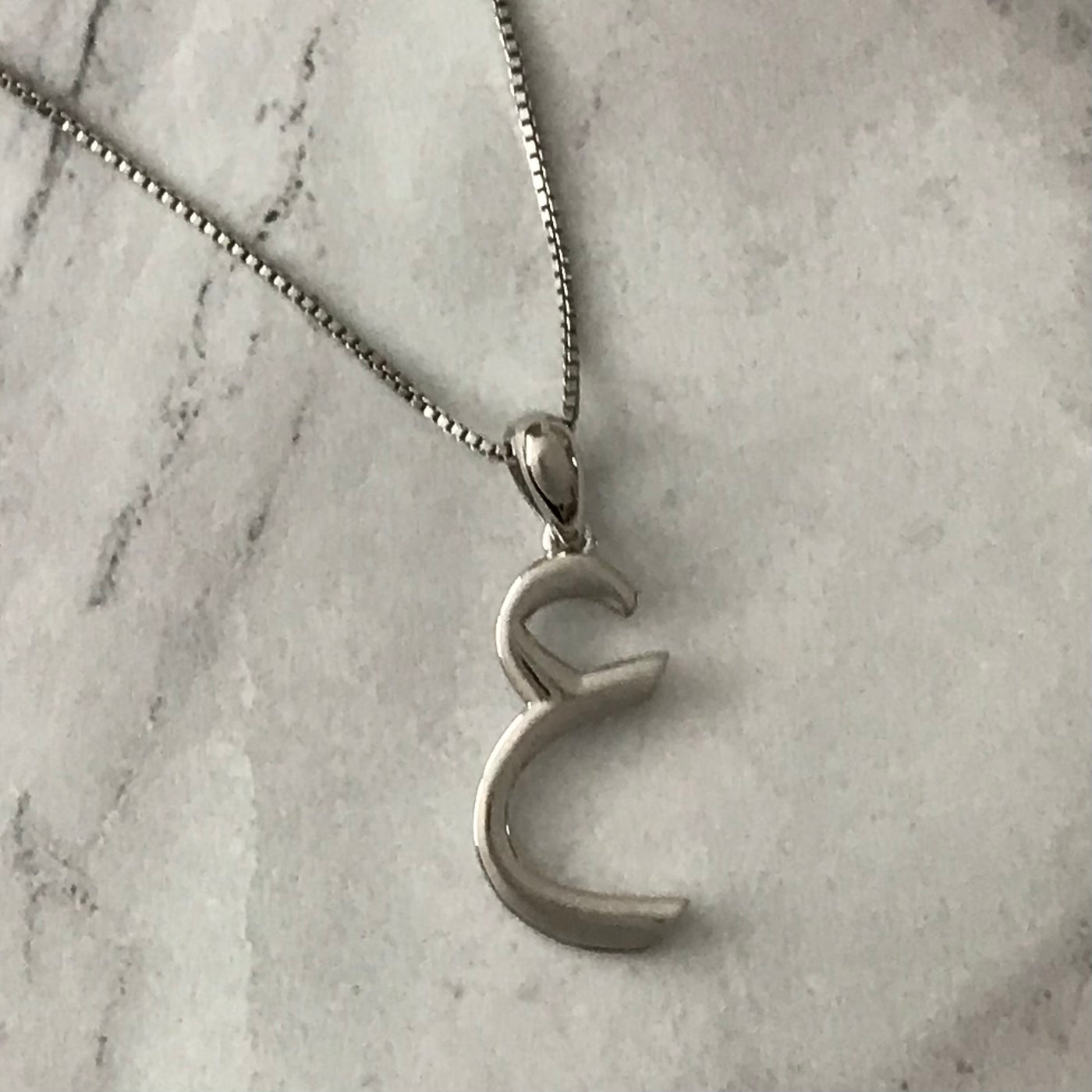 Sterling Silver Arabic Letter Initial Necklace