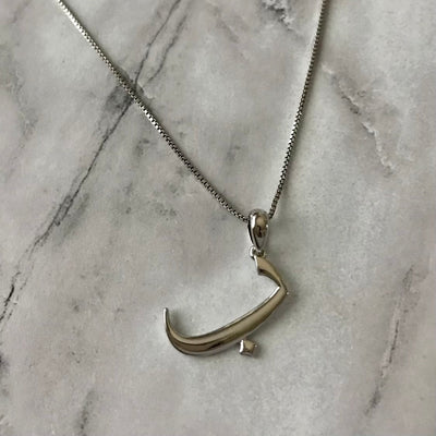 Sterling Silver Arabic Letter Initial Necklace