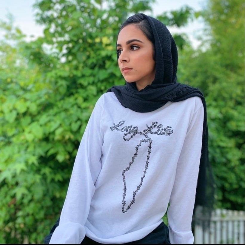 Long Live Palestine Barbed Wire Long Sleeve Tee