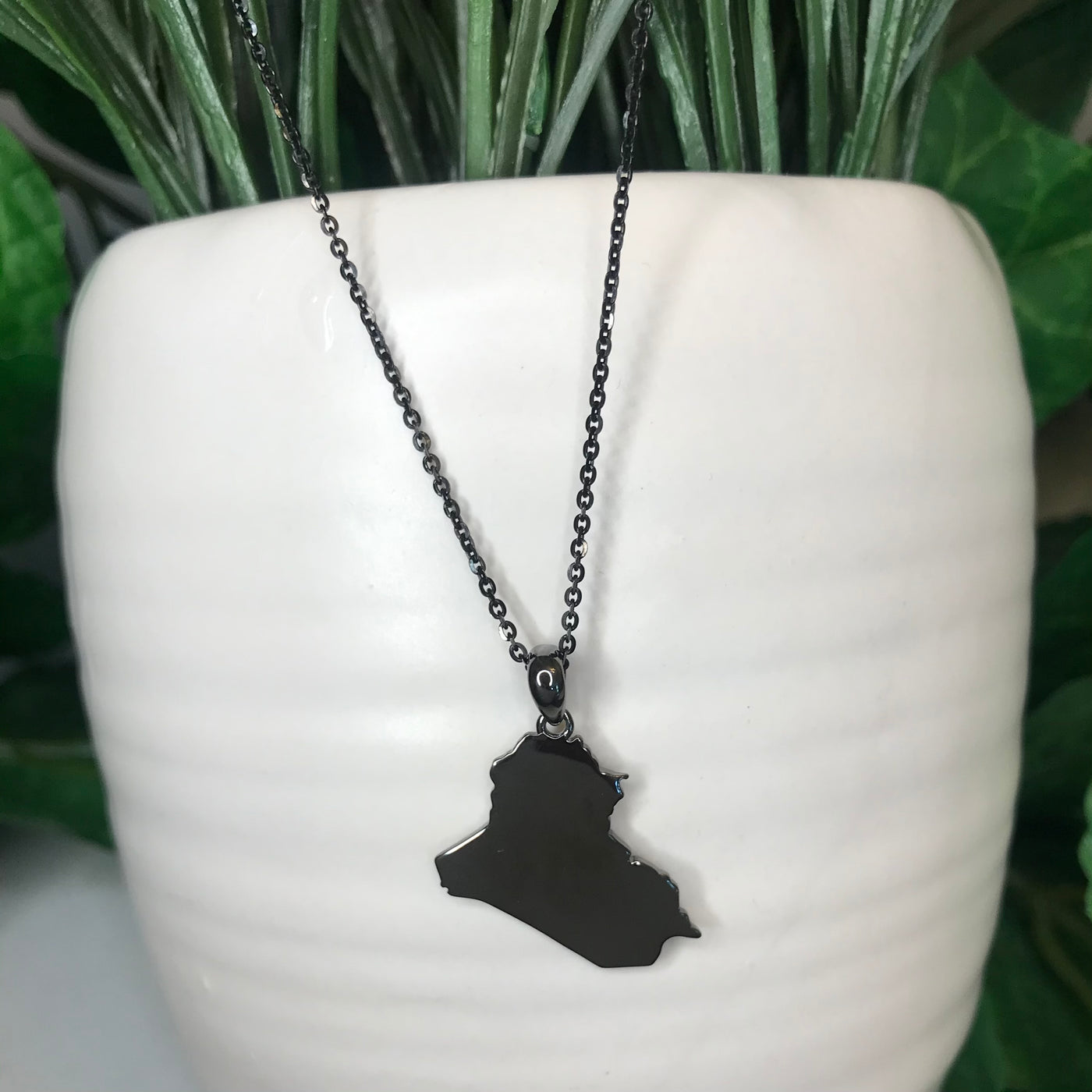 Sterling Silver Iraq Map Necklace - Available in 3 Colors