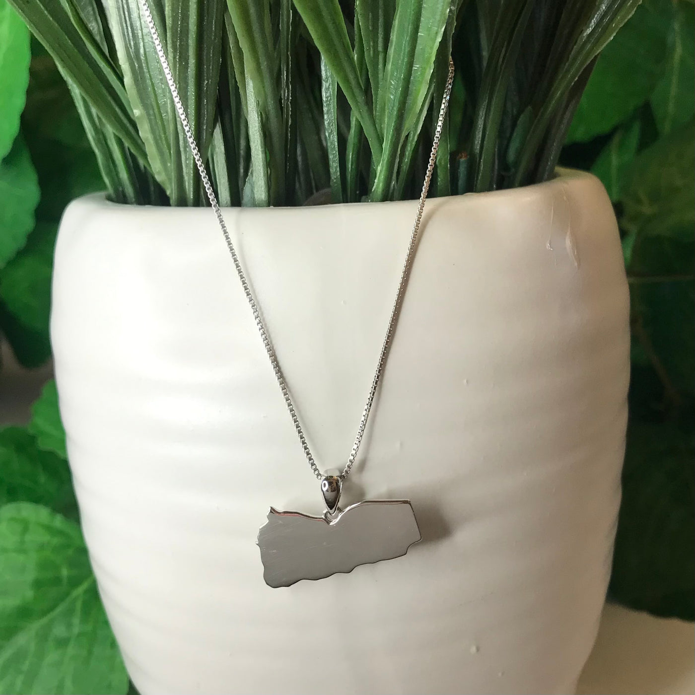 Sterling Silver Yemen Map Necklace - Available in 3 Colors