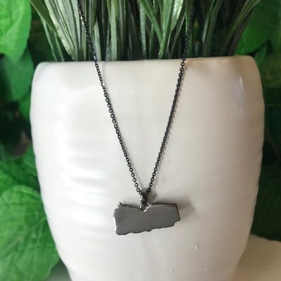 Sterling Silver Yemen Map Necklace - Available in 3 Colors